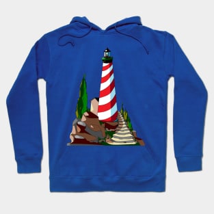 Nautical Red and White Lighthouse Hoodie